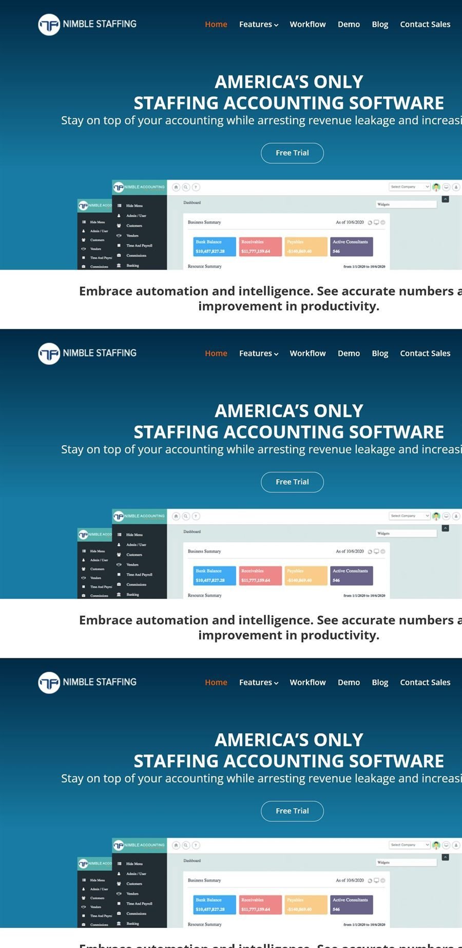 Nimble Staffing website