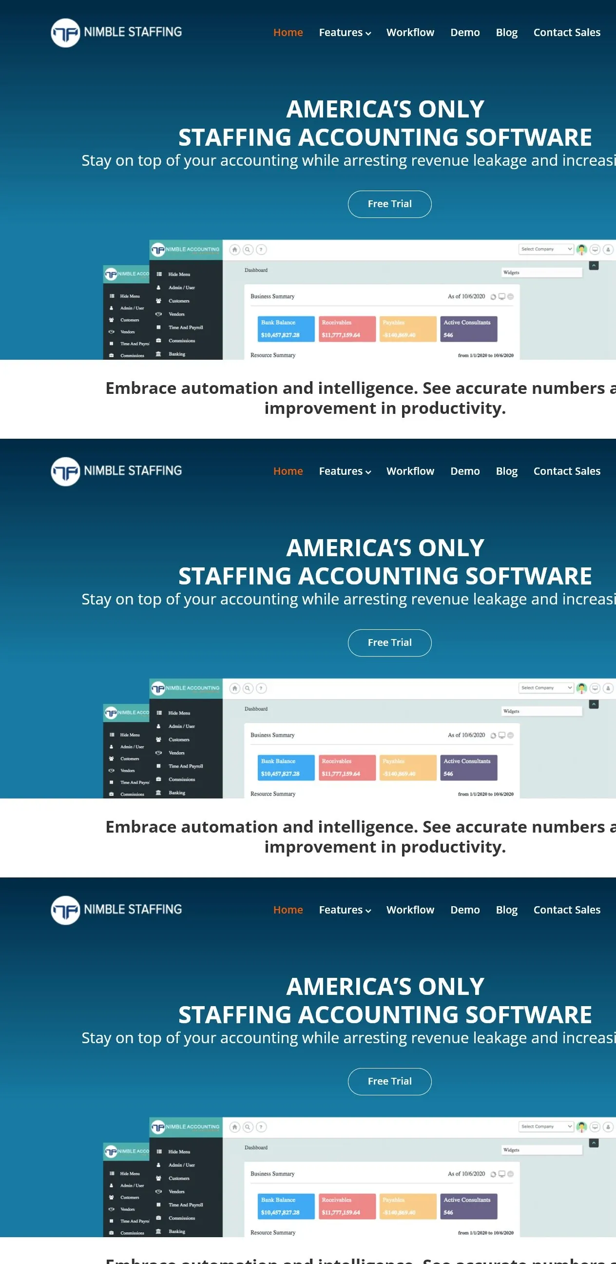 Full public Nimble Staffing website capture